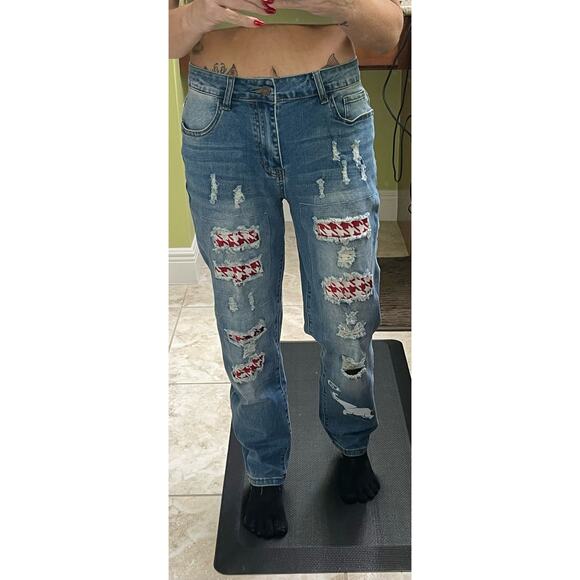 Alabama fans size 8 jeans the brand is jeanswear distressed patches - Picture 1 of 7